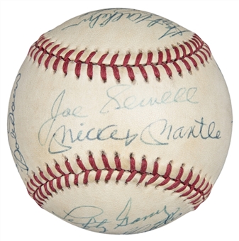 Hall of Famers & Legends Multi Signed OAL Brown Baseball With 14 Signatures (Beckett)